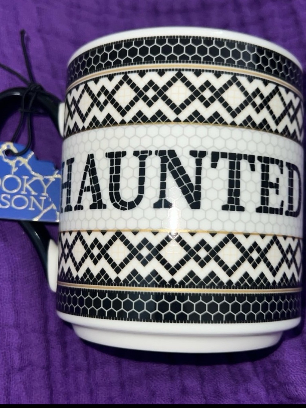 NWT ANTHROPOLOGIE INSPIRED BISTRO TILE “HAUNTED ROAST” HALLOWEEN COFFEE MUG